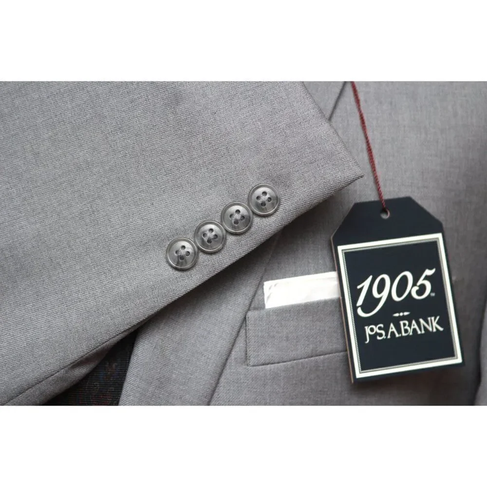43R Jos A Bank 1905 Navy Mens Sportcoat Blazer Jacket‎ Tailored Fit Grey D040200
